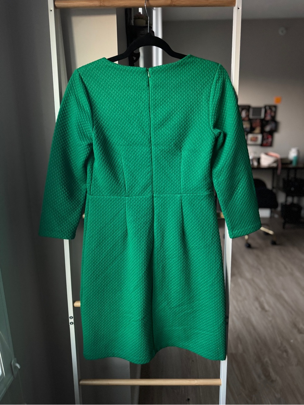 Boden Emerald Green 60’s Retro Style Long Sleeve Midi Dress Size UK8/US4 Buttons - Picture 3 of 6